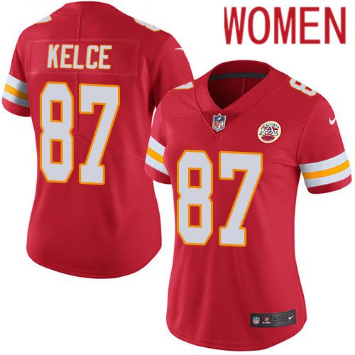 Women Kansas City Chiefs #87 Travis Kelce Nike Red Vapor Limited NFL Jersey